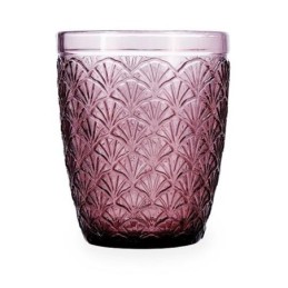 VASO VIDRIO RELIEVE ROSA...