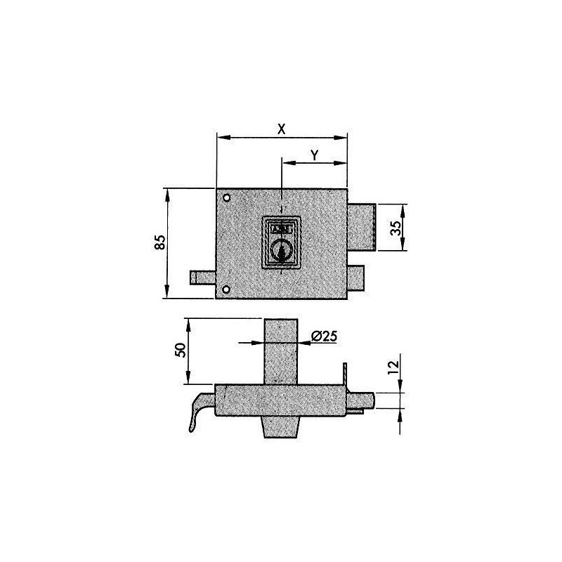 CERRADURA SOBREPONER 125-A PINTADA 80 DCHA. PERFIL