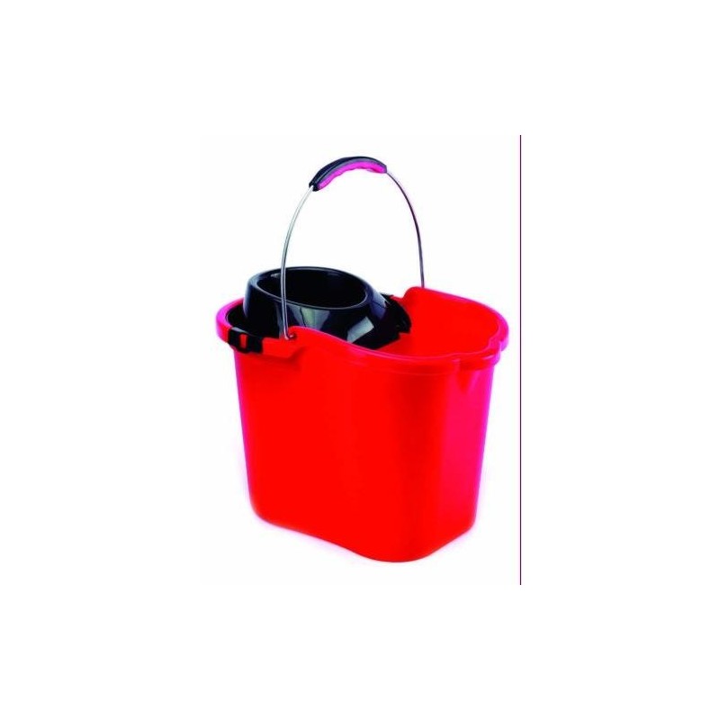 CUBO+ESCURRIDOR ASA METAL 16 L. ROJO 9085