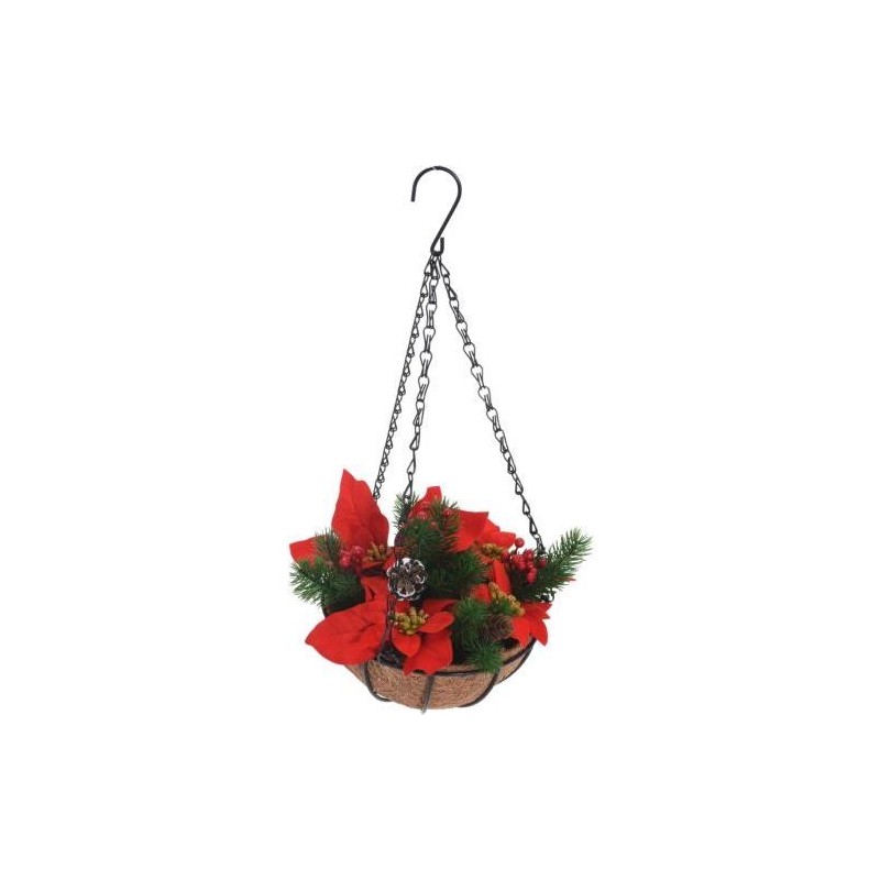 CESTA COLGANTE FLORES NAVIDAD 20X20X22CM 317991000