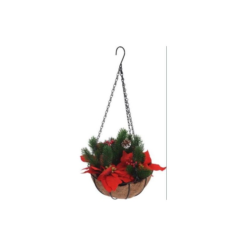 CESTA COLGANTE FLORES NAVIDAD 25X25X25CM 317991010