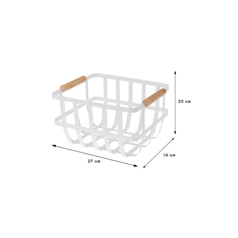 CESTA METAL BLANCA  2 ASAS COLOR MADERA 170455860