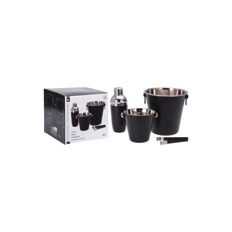 SET 4 PIEZAS COCTEL INOX NEGRO MATE A12405600