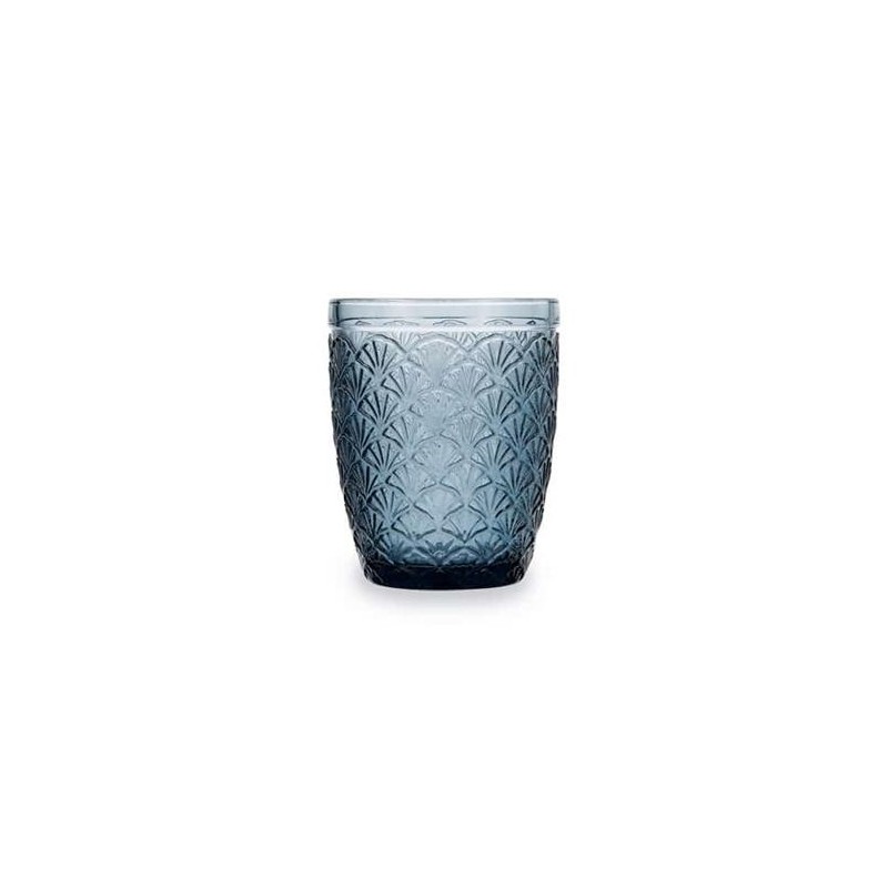 VASO VIDRIO 24 CL COLOR AZUL BLUE CAJA 6UDS