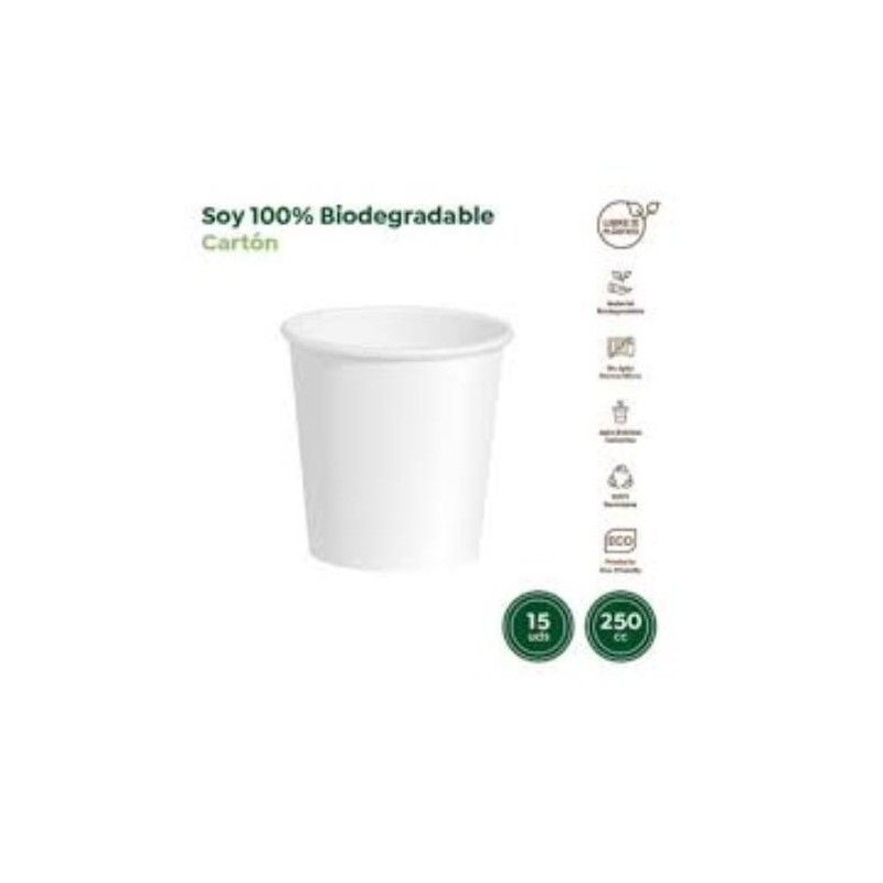 VASO CARTON BLANCO 250CC (PACK-15UND)