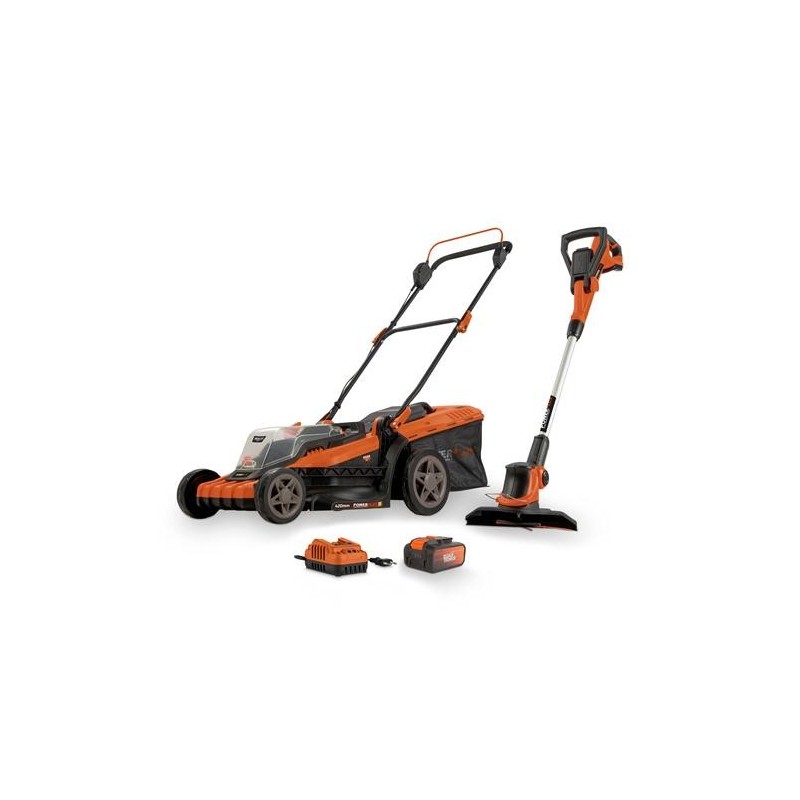 CORTACESPED 40V+CORTABORDES 20V+BATERIA 40V+CARGAD