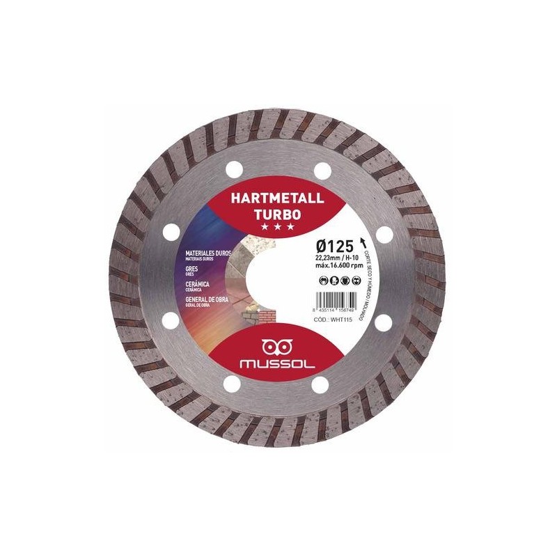 DISCO DIAMANTE HARTMETALL TURBO 125MM EJE 22,23MM