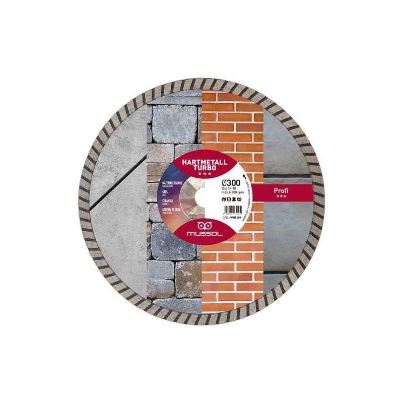 DISCO DIAMANTE HARTMETALL TURBO 300MM EJE 25.4MM