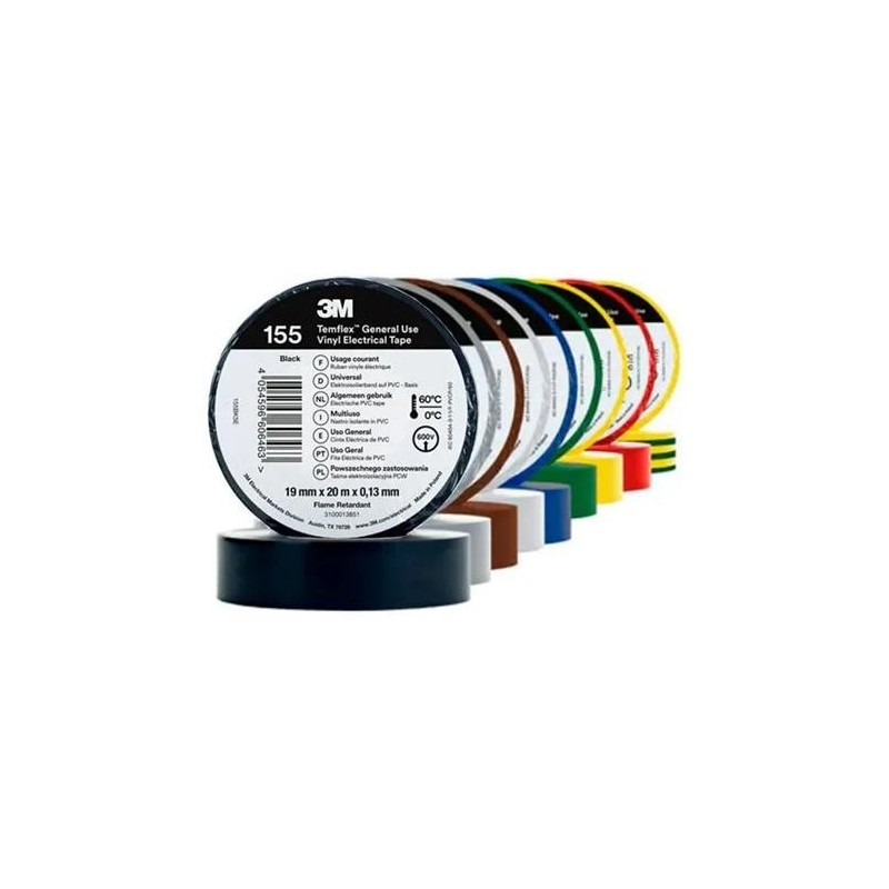 CINTA ELÉCTRICA PVC TEMFLEX 155 PVC AMAR 19MMX20M