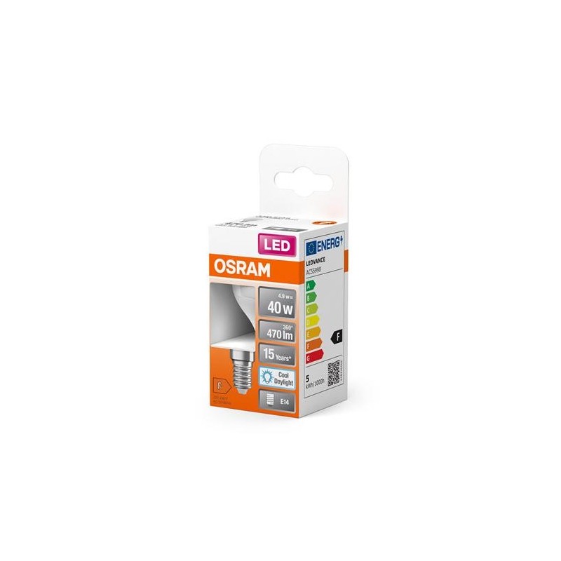 BOMBILLA LED ESFERICA 4.9W/865 E14 FRIA
