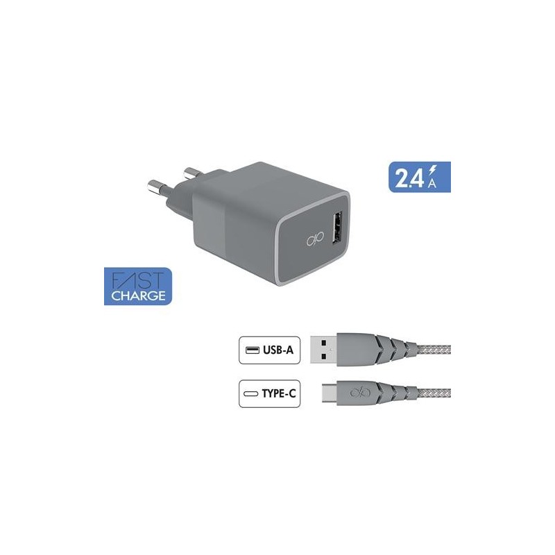 CARGADOR 12W 1 PORT A + CBL 1.2M USB-A/ USB-C