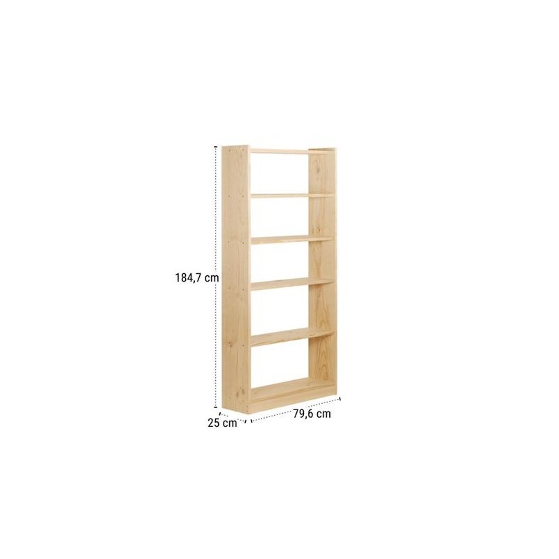 LIBRERIA GALA 6 BALDAS 80CM PINO MACIZO GAL680.99