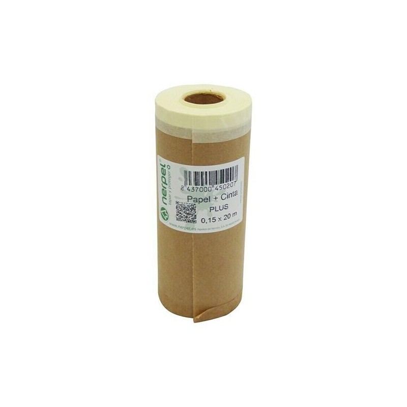 PAPEL PINTOR CON CINTA PLUS PINTAR 15CMX20M 000251