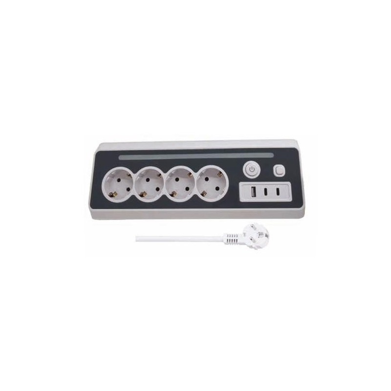 BASE 4 TOMAS CON LUZ Y 1 USB + 2 TIPO C 3680W