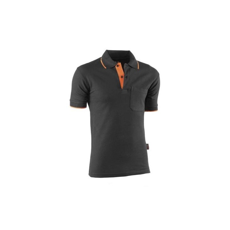 POLO TOP RANGE MANGA CORTA NEGRO/NARANJA 647 XL