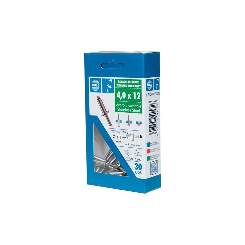 REMACHE INOX/INOX 4,0X12MM. ECOBLISTER (C-30)