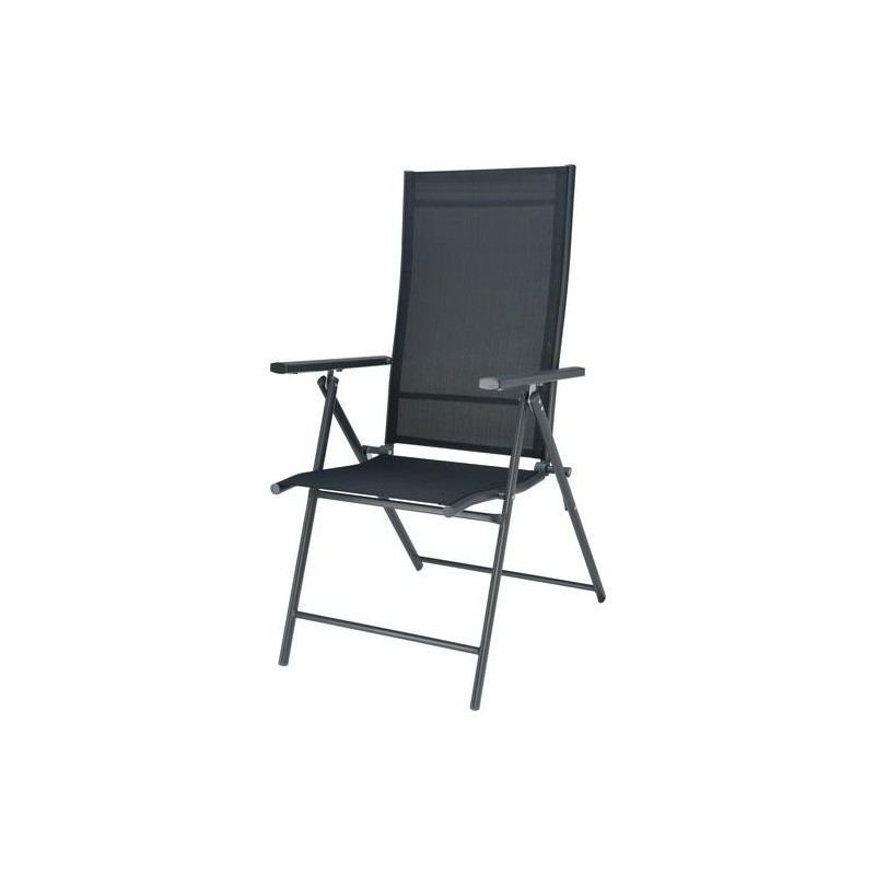 SILLA JARDIN PLEGABLE GRIS OSCURO RESPALDO ALTO