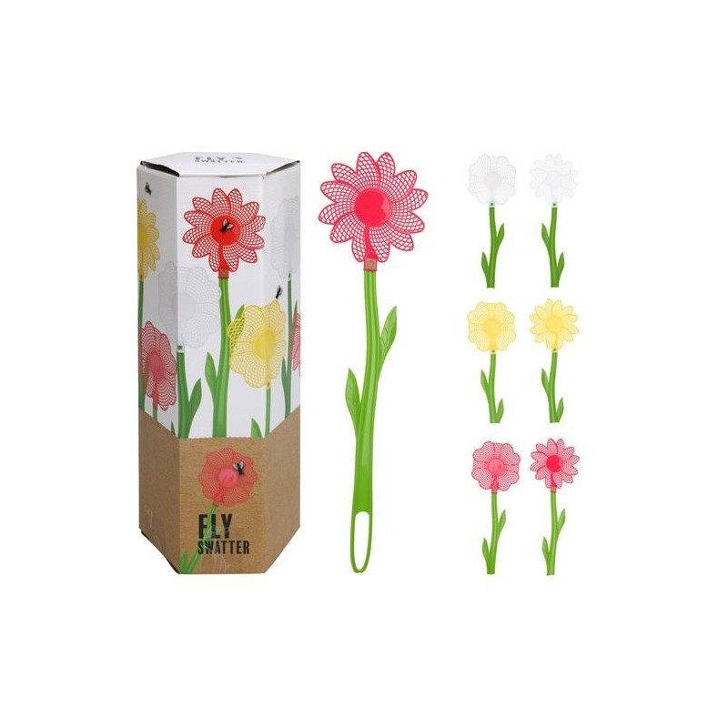 PALA MATAMOSCAS FLOR 48X12CM COLORES SURTIDOS