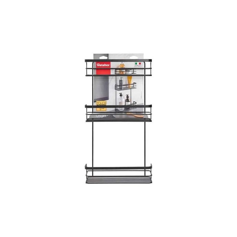 ESTANTE BAÑO 3 NIVELES ORIGIN LAVA NEGRO 26x10x48