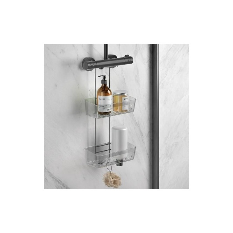ESTANTE DOBLE CESTA DUCHA ORIGIN LAVA NGR 26X16X55