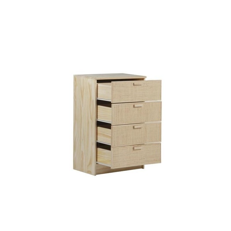 COMODA MADERA Y FIBRA NATURAL AURA 65X36X96CM
