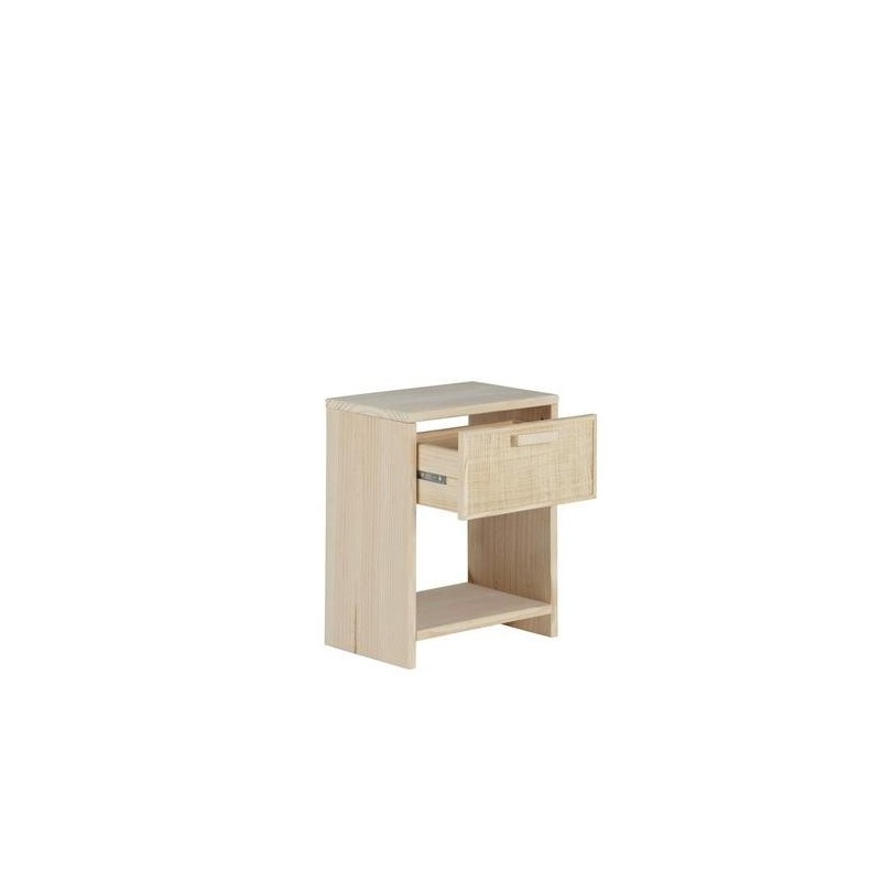 MESITA MADERA Y FIBRA NATURAL AURA 40X25X50CM