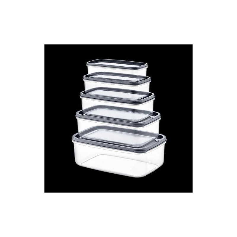 SET 5 TUPPER RECTANG GRIS 330-530-850-1300-2100ML