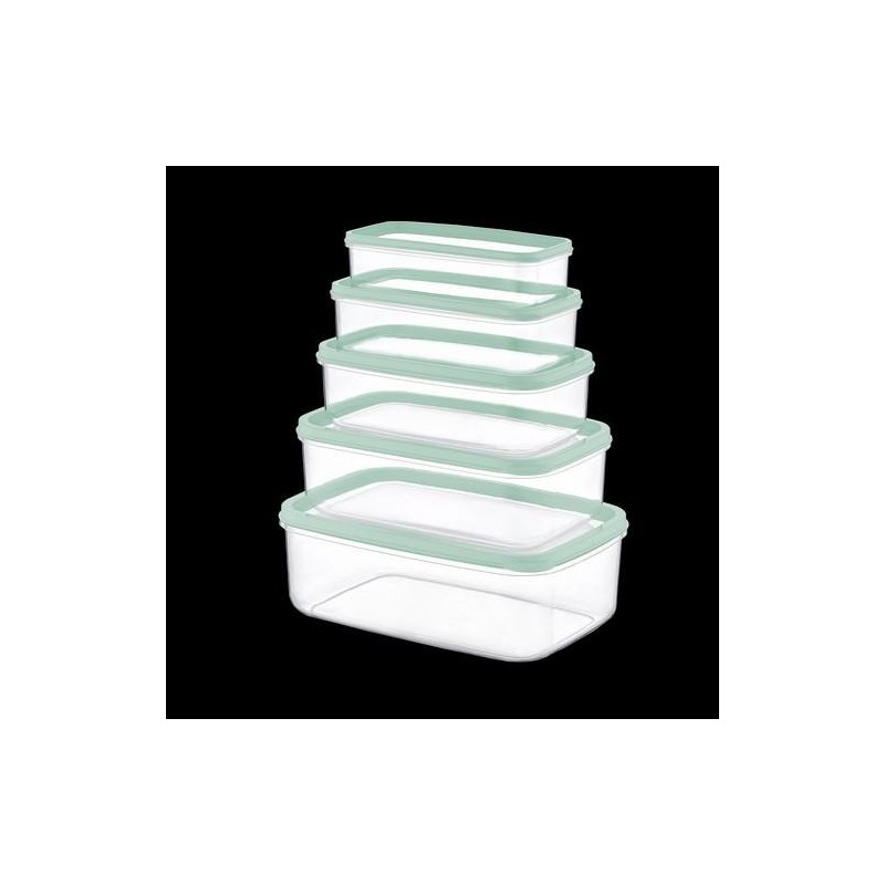 SET 5 TUPPER RECTANG VERDE 330-530-850-1300-2100ML