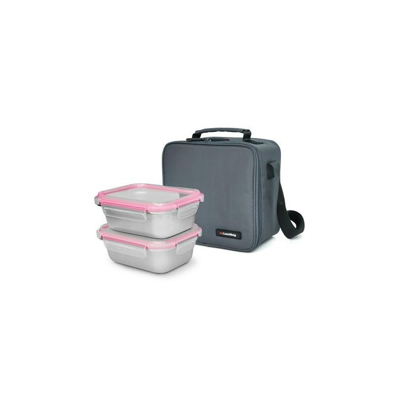 LUNCHBAG INOXBAG GRIS + 2 CONTENEDOR 0.7L  9283-TX