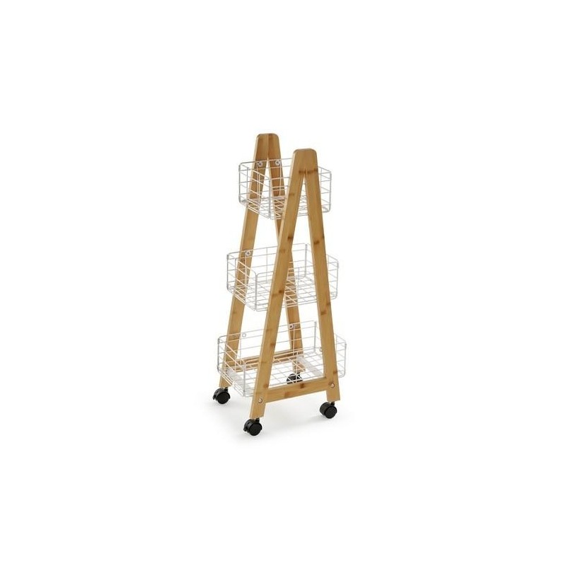CARRO BAMBU 3 CESTAS BLANCA 35X26X86CM  21810131