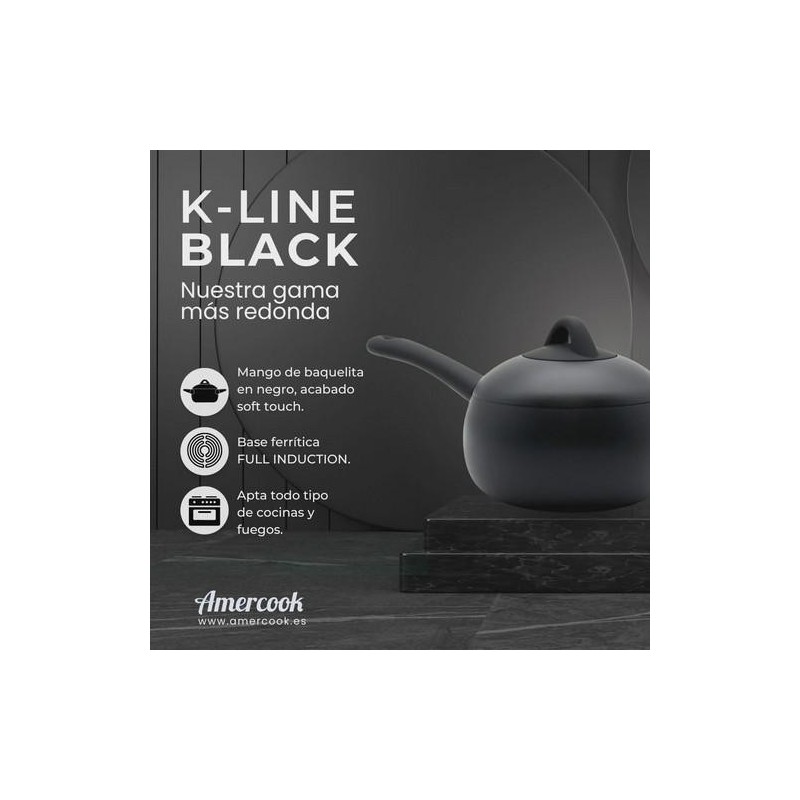 CAZO C/TAPA 16CM 2L K-LINE BLACK KLI0416