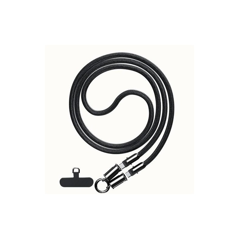 CORDON CABLE TIPO C. AC 60W 1.2M NEGRO TRENZADO