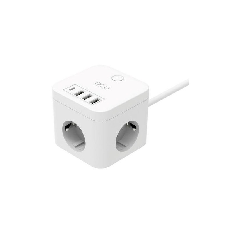 REGLETA CUBO 3 TOMAS+4 PUERTOS USB 5V/3A 3680W