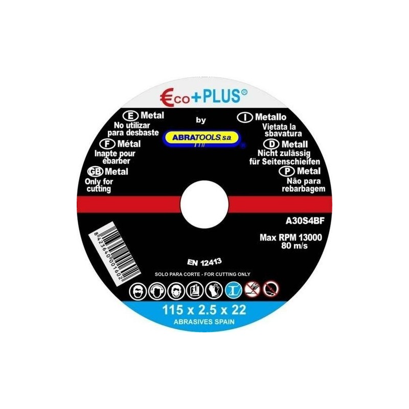 DISCO CORTE ACERO 115X2.5X22.23MM A30S