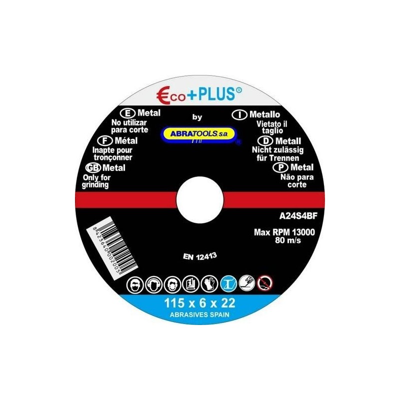DISCO DESBASTE ACERO 115X6X22.23MM A24S