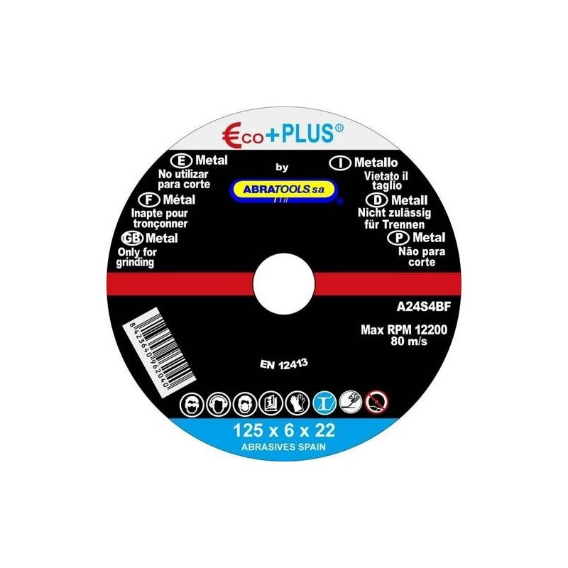 DISCO DESBASTE ACERO 125X6X22.23MM A24S