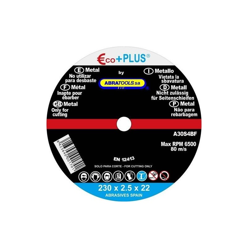 DISCO CORTE ACERO 230X2.5X22.23MM A30S