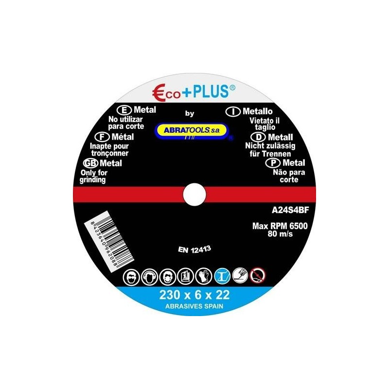 DISCO DESBASTE ACERO 230X6X22.23MM A24S