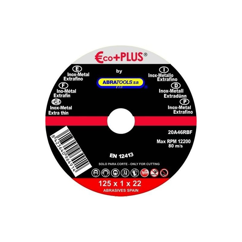 DISCO CORTE ACERO INOX 125X1X22.23MM A46RBF
