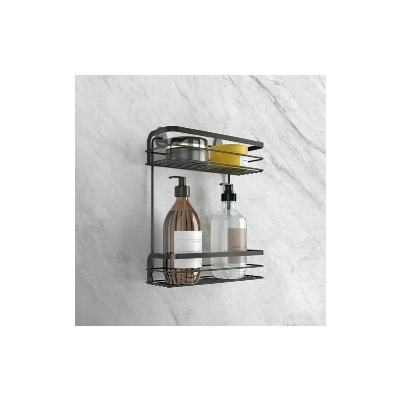 ESTANTE BAÑO 2 NIVELES ORIGIN LAVA NEGRO 26X10X30
