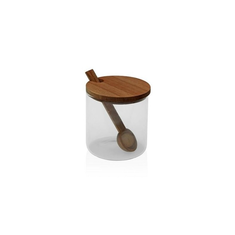 TARRO C/ TAPA MADERA ACACIA 300ML C/CUCHARA