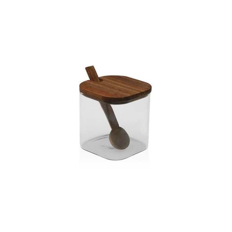 TARRO C/ TAPA MADERA ACACIA 370ML C/CUCHARA