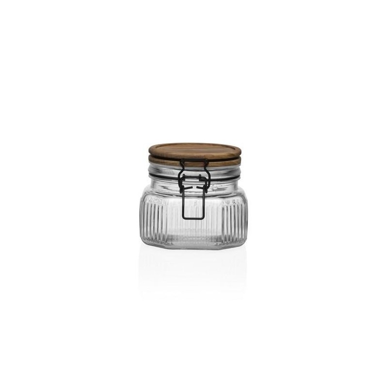 TARRO C/ TAPA MADERA ACACIA 600ML VIDRIO