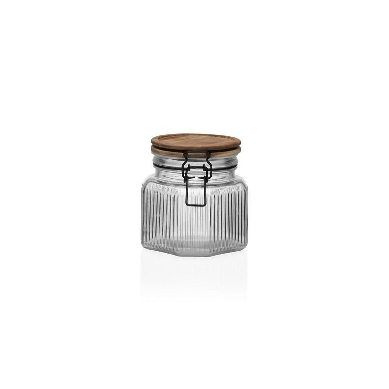 TARRO C/TAPA MADERA ACACIA 800ML VIDRIO