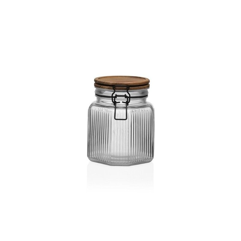 TARRO C/TAPA MADERA ACACIA 1.000ML VIDRIO