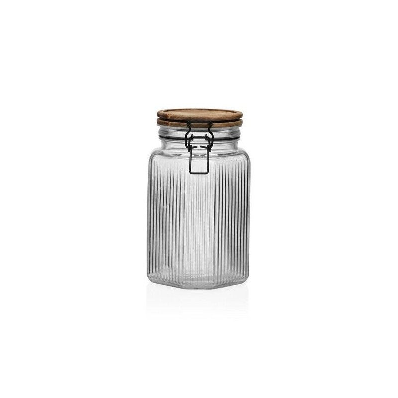 TARRO C/TAPA MADERA ACACIA 1.500ML VIDRIO