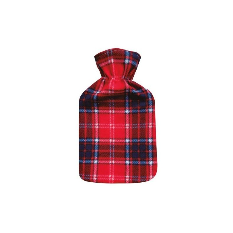 BOLSA DE AGUA CALIENTE 2L CUADRO ESCOCES ROJO
