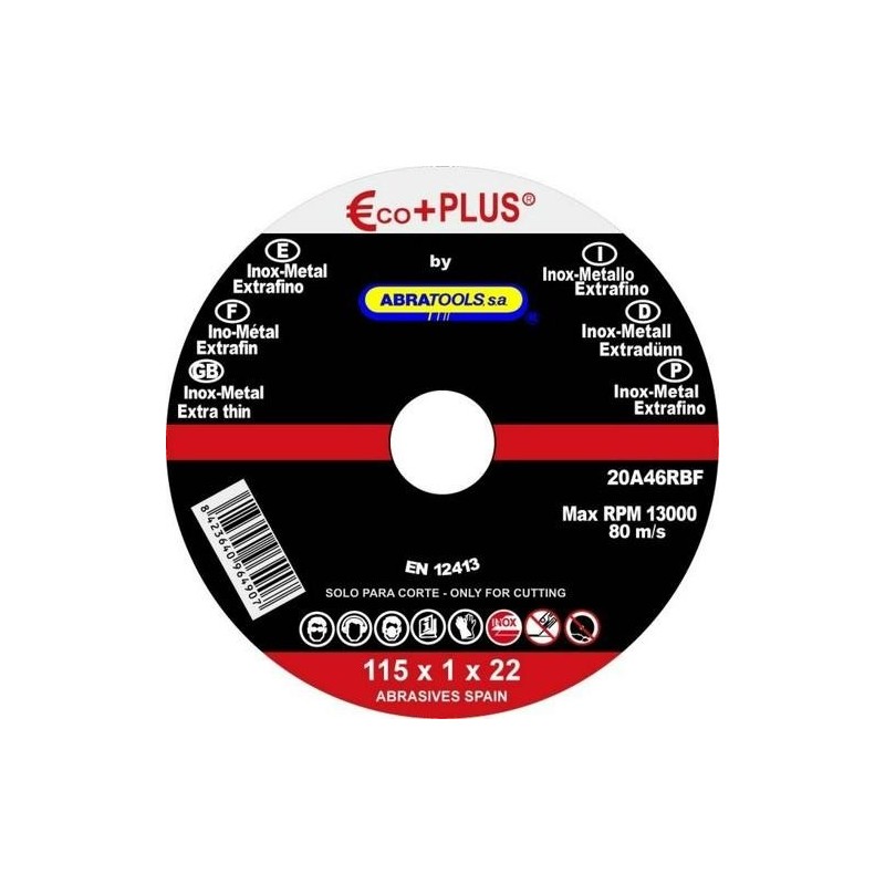 DISCO CORTE INOX 115X1X22.23MM A46RBF