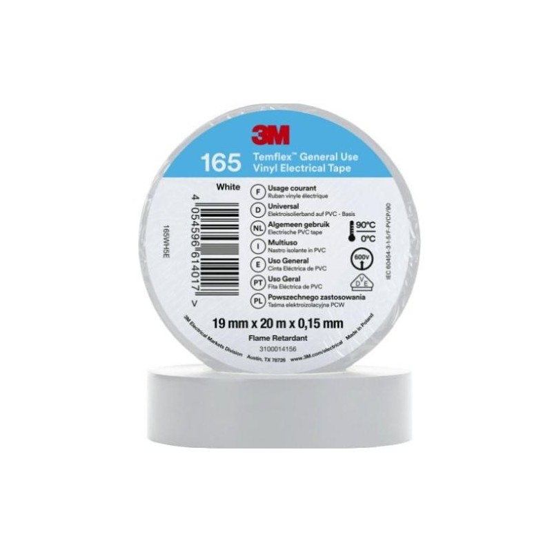 CINTA ELÉCTRICA PVC TEMFLEX 165 NEGRO 19MMX20M
