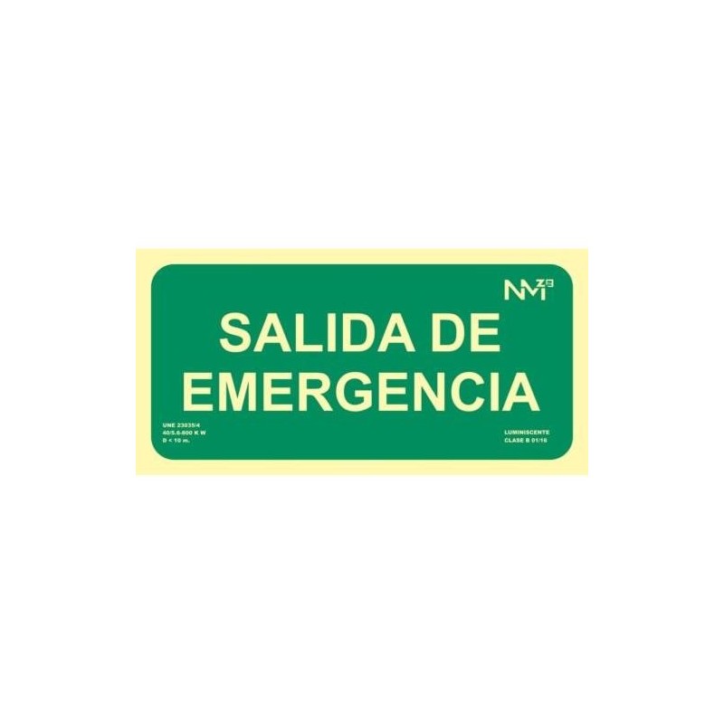 CARTEL PVC LUMI. SALIDA EMERGENCIA 150X300 A13406